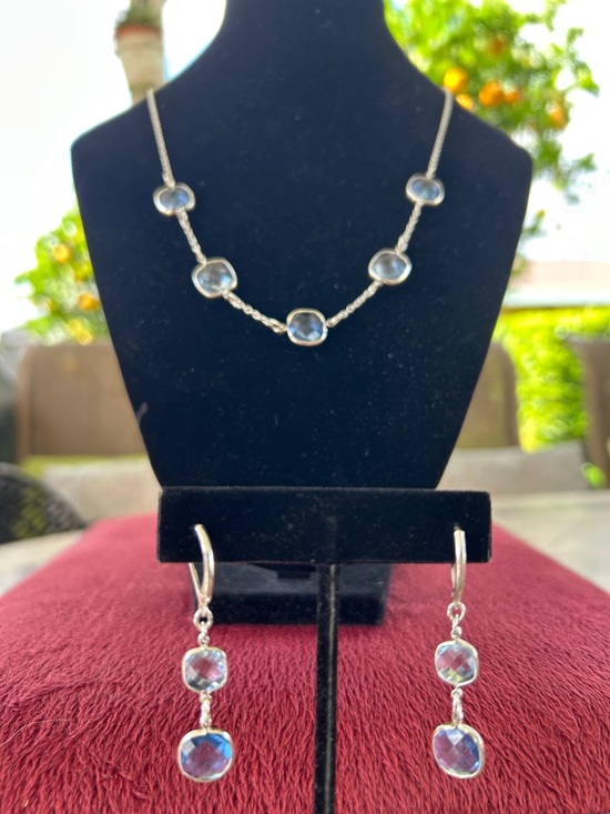 Avon Jewelry - Avon Harbor Lights Necklace, Earrings Set In blue. Has removable extender. 2012